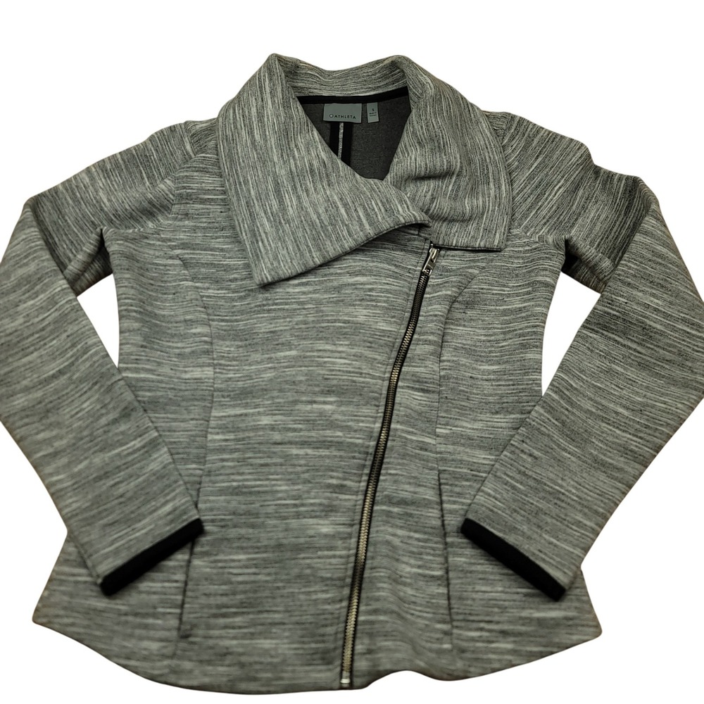 Athleta Heather Womens S‎ City Limits Gray Asymmetrical Full Zip Jacket Coat